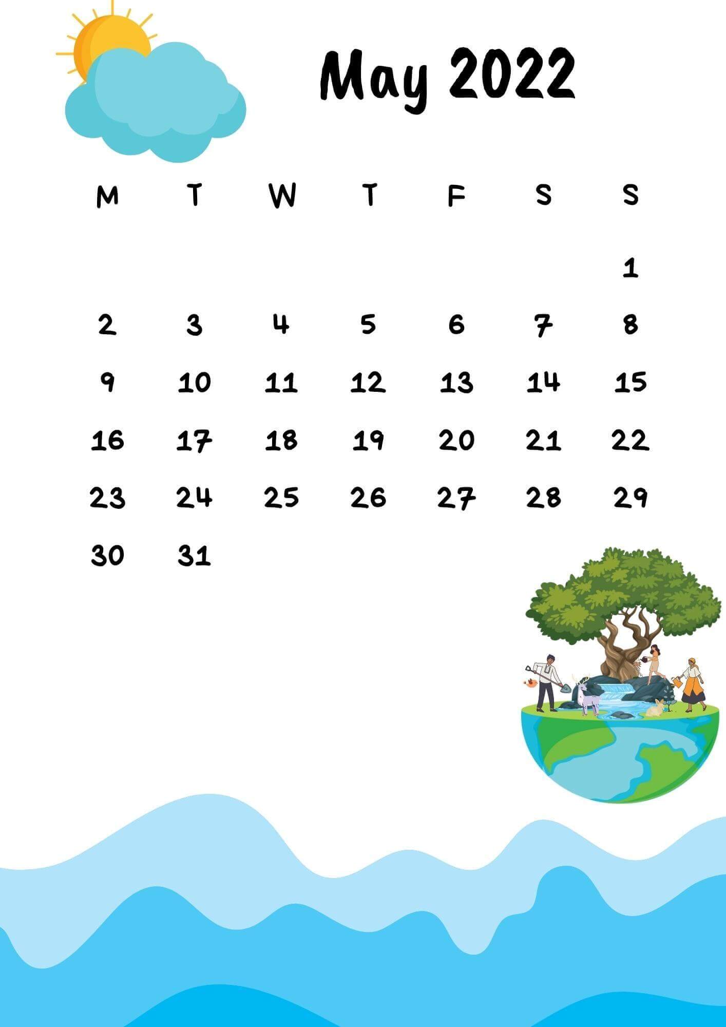 May 2022 Calendar Wallpaper for Phone