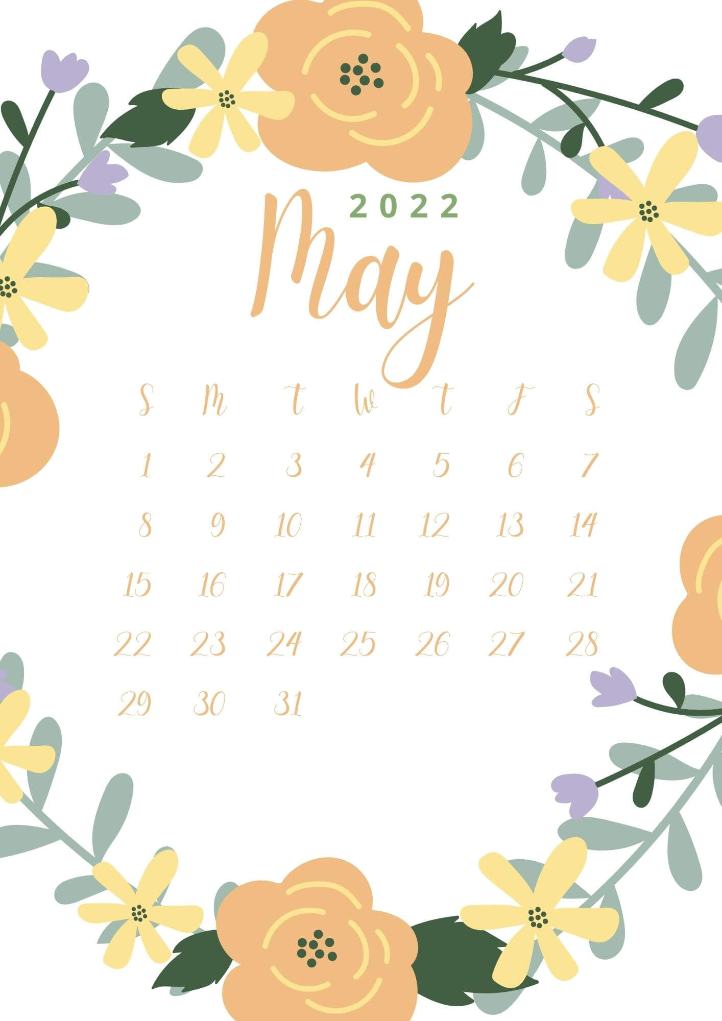 May 2022 Floral Calendar Image