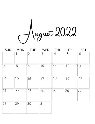 August 2022 Minimalist Calendar As Background