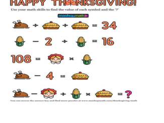 Thanksgiving 2021 Math Worksheet